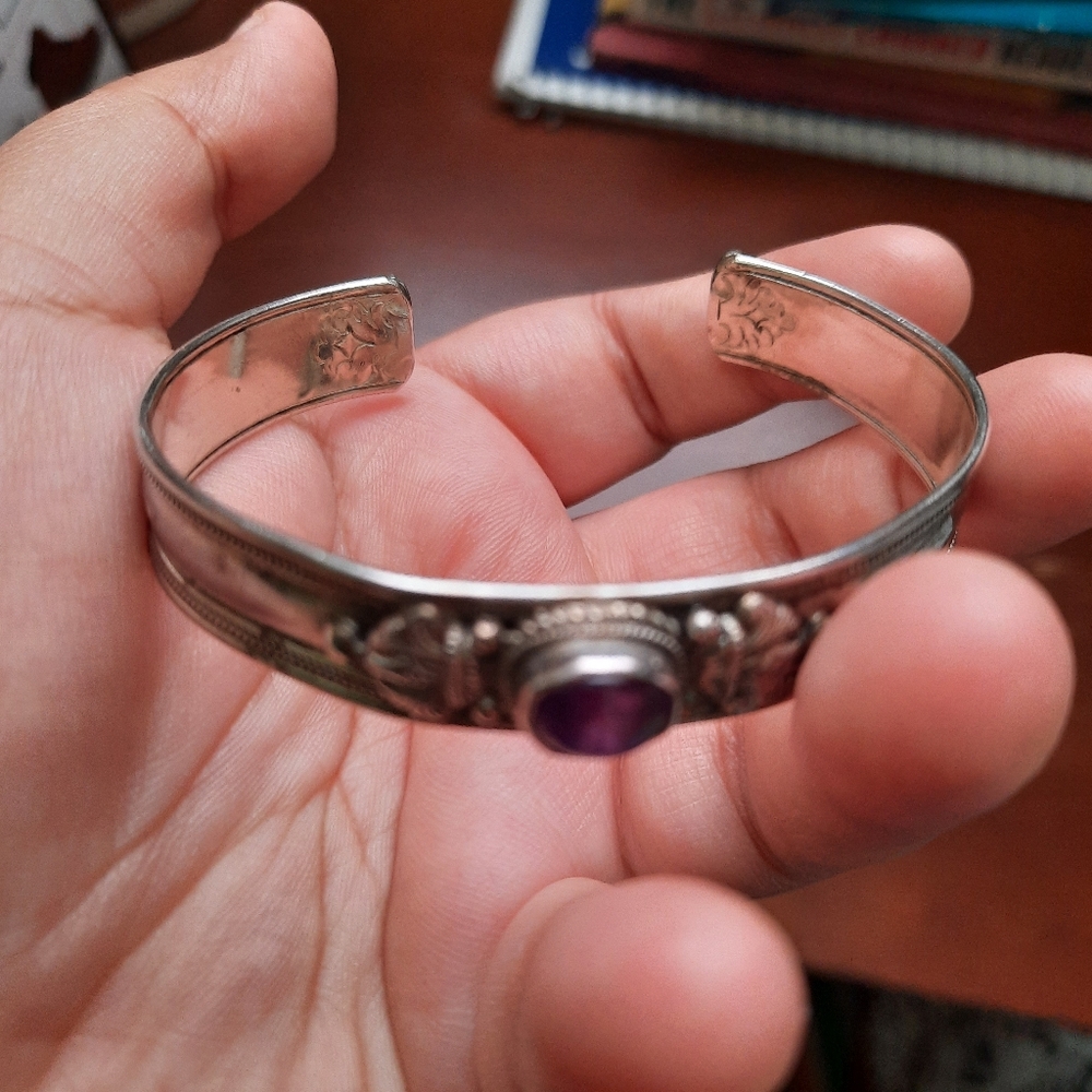 Amethyst Open Bangle - image 4